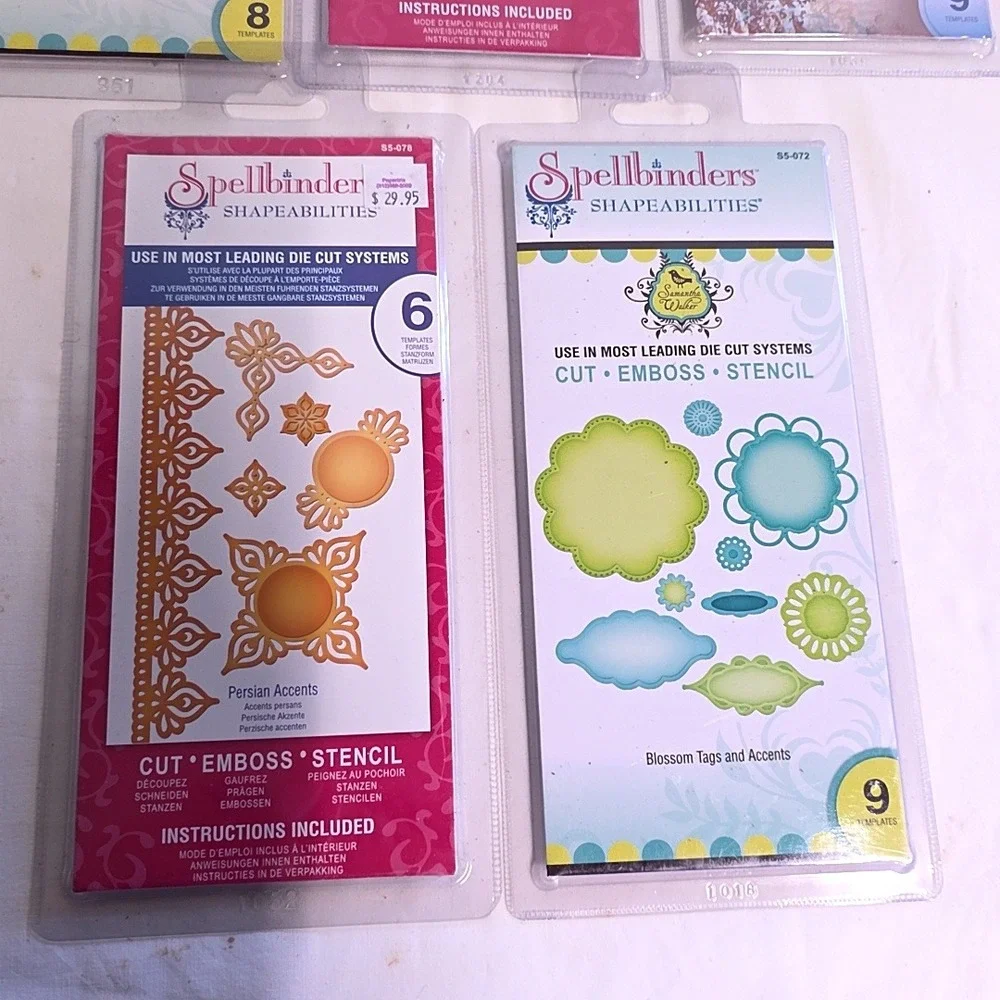 Spellbinders Shapeabilities Die Cut Lot 5 Sets Clocks Frosty Persian Blossom NEW